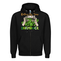 Black rolling up some shamrock spirit Zipper Hoodie - MaliasSmallBusiness