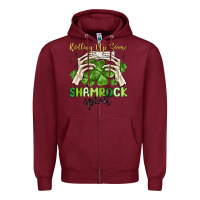 Burgundy rolling up some shamrock spirit Zipper Hoodie - MaliasSmallBusiness
