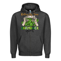 Charcoal Heather rolling up some shamrock spirit Zipper Hoodie - MaliasSmallBusiness