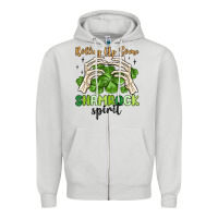 Dove Grey rolling up some shamrock spirit Zipper Hoodie - MaliasSmallBusiness