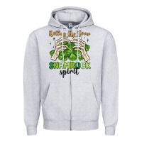 Heather Grey rolling up some shamrock spirit Zipper Hoodie - MaliasSmallBusiness