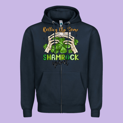 Rolling Up Some Shamrock Spirit Zipper Hoodie Designed By Maliassmallbusiness