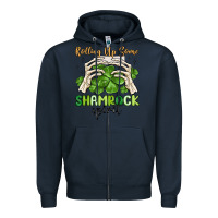 Navy rolling up some shamrock spirit Zipper Hoodie - MaliasSmallBusiness