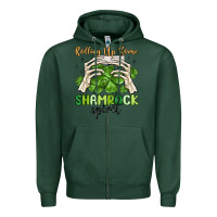 Sports Green rolling up some shamrock spirit Zipper Hoodie - MaliasSmallBusiness