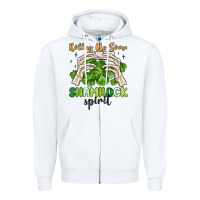 White rolling up some shamrock spirit Zipper Hoodie - MaliasSmallBusiness