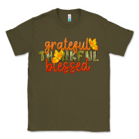 Army Green Fall Grateful Thankful Blessed Classic Tee - LillyAllenDesigns