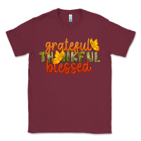 Burgundy Fall Grateful Thankful Blessed Classic Tee - LillyAllenDesigns