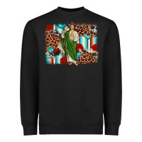 Black san judas leopard cowhide background Heavyweight Sweatshirt - JahusDesignShop