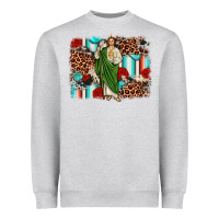 Heather Grey san judas leopard cowhide background Heavyweight Sweatshirt - JahusDesignShop