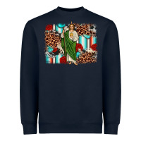 Navy san judas leopard cowhide background Heavyweight Sweatshirt - JahusDesignShop