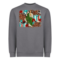 San Judas Leopard Cowhide Background Heavyweight Sweatshirt | Teevron