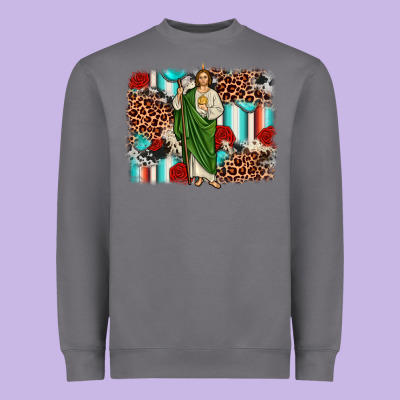 San Judas Leopard Cowhide Background Heavyweight Sweatshirt Designed By Jahusdesignshop
