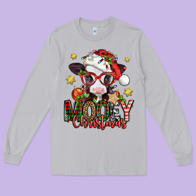Mooey Christmas Baby Calf Long Sleeve Tee Designed By Jasminsmagicworld