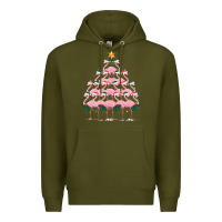 Army Green Christmas Tree Flamingo Premium Hoodie - Bettercallsaul
