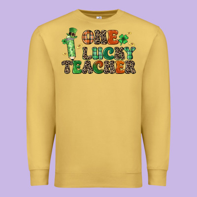 One Lucky Teacher Premium Sweatshirt Designed By Lillyallendesigns