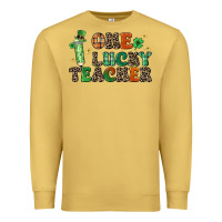 Antique Gold one lucky teacher Premium Sweatshirt - LillyAllenDesigns