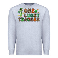Heather Grey one lucky teacher Premium Sweatshirt - LillyAllenDesigns
