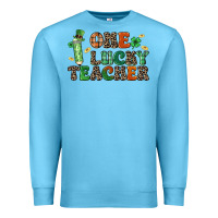 Ocean Blue one lucky teacher Premium Sweatshirt - LillyAllenDesigns
