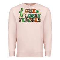 Pale Pink one lucky teacher Premium Sweatshirt - LillyAllenDesigns