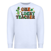 White one lucky teacher Premium Sweatshirt - LillyAllenDesigns
