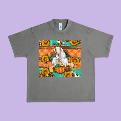 Goat Family Fall Pumpkins Gemstone Urban Heavy Tee Designed By Artiststas
