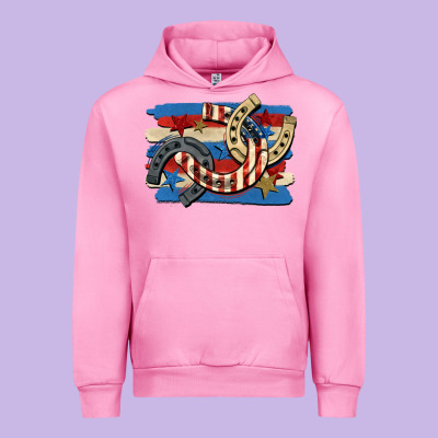 4th Of July Horseshoe Urban Hoodie Designed By Cowgirlartshop