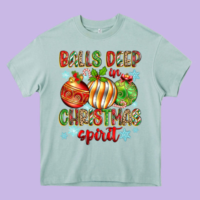 Balls Deep In Christmas Spirit Heavy Core Tee Designed By Zillion Design Studio