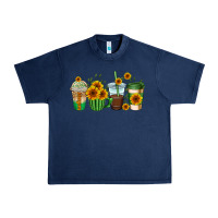 Navy sunflowers coffee cups Urban Heavy Tee - AdoDesignShop