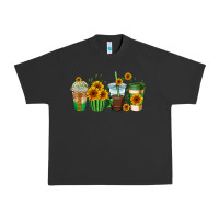 Pigment Black sunflowers coffee cups Urban Heavy Tee - AdoDesignShop