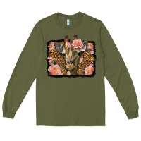 Army Green Western Floral Giraffe Long Sleeve Tee - LillyAllenDesigns