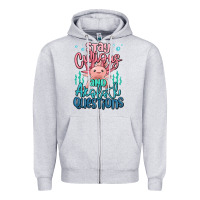 Heather Grey stay curious and axolotl questions Zipper Hoodie - MaliasSmallBusiness