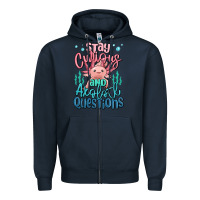 Navy stay curious and axolotl questions Zipper Hoodie - MaliasSmallBusiness