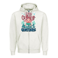 Oatmeal Heather stay curious and axolotl questions Zipper Hoodie - MaliasSmallBusiness