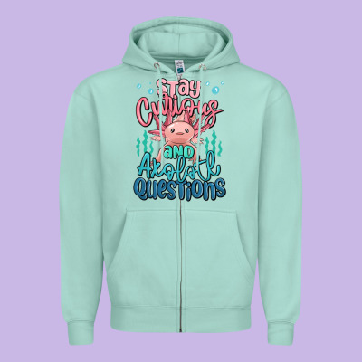 Stay Curious And Axolotl Questions Zipper Hoodie Designed By Maliassmallbusiness