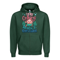 Sports Green stay curious and axolotl questions Zipper Hoodie - MaliasSmallBusiness