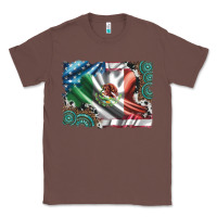 Chestnut usa and mexico flag with leopard cowhide and gemstone background Classic Tee - Artiststas