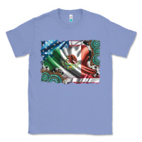 Colony Blue usa and mexico flag with leopard cowhide and gemstone background Classic Tee - Artiststas