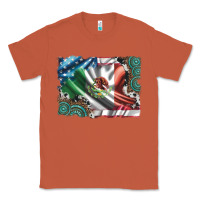 Copper usa and mexico flag with leopard cowhide and gemstone background Classic Tee - Artiststas