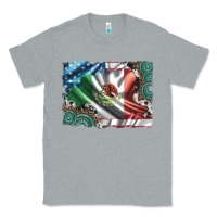 Heather Grey usa and mexico flag with leopard cowhide and gemstone background Classic Tee - Artiststas