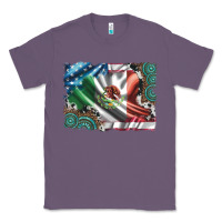 Lavender usa and mexico flag with leopard cowhide and gemstone background Classic Tee - Artiststas