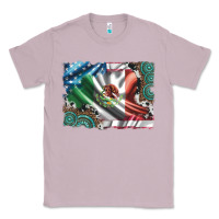 Lilac usa and mexico flag with leopard cowhide and gemstone background Classic Tee - Artiststas