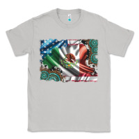 Moon Dust usa and mexico flag with leopard cowhide and gemstone background Classic Tee - Artiststas