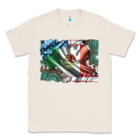 Natural usa and mexico flag with leopard cowhide and gemstone background Classic Tee - Artiststas