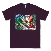 Plum usa and mexico flag with leopard cowhide and gemstone background Classic Tee - Artiststas