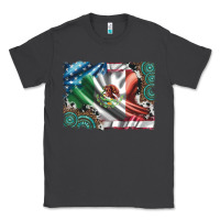 Smoke usa and mexico flag with leopard cowhide and gemstone background Classic Tee - Artiststas