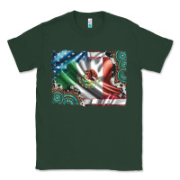 Sports Green usa and mexico flag with leopard cowhide and gemstone background Classic Tee - Artiststas