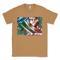 Toasted Coconut usa and mexico flag with leopard cowhide and gemstone background Classic Tee - Artiststas