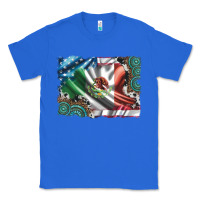 True Royal usa and mexico flag with leopard cowhide and gemstone background Classic Tee - Artiststas