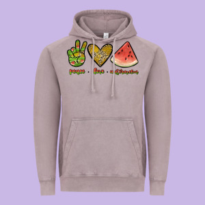 Peace Love Watermelon Vintage Hoodie Designed By Jahusdesignshop