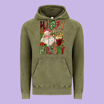 Happy Holiday Santa Claus Christmas Vintage Hoodie Designed By Fadigitalartstudio